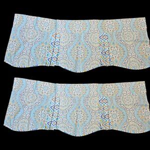 2 Waverly Home Classics Moonlit Medallion Celestial Valances Multicolored Blue